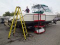 ME-220 next to a 28' boat for an oil change